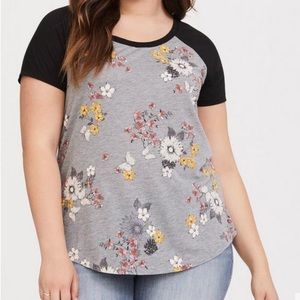 Torrid Floral Baseball Tee